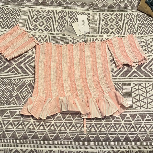 Peixoto Tops - Off the Shoulder corset lace up shirt